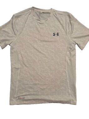 Under Armour Men's Heatgear Fitted Shirt White Subtle Camo Print Athletic Wear
